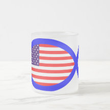 American Christian Fish Symbol Flag Mug