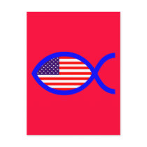 American Christian Fish Symbol Flag Post Card