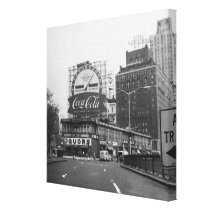 American city with commercial billboards gallery wrap canvas
