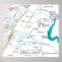 American Civil War First Battle of Bull Run Map Print