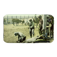 American cowboys branding a calf, c.1900 (photo) iPhone 3 case
