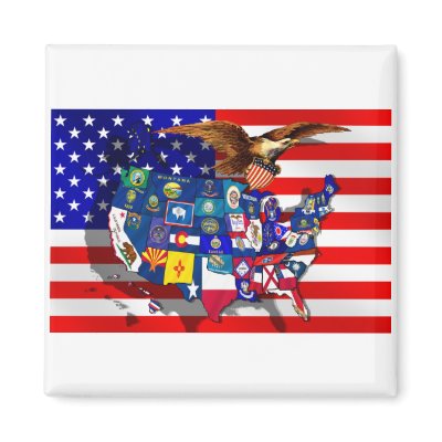 American Eagle US flag USA states flags of America Refrigerator Magnet by Funkart