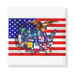 American Eagle US flag USA states flags of America Refrigerator Magnet