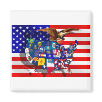 American Eagle US flag USA states flags of America Refrigerator Magnet