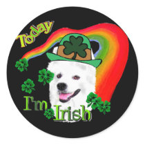 American Eskimo Dog St Patricks Round Sticker