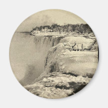 American Fall in winter, Niagara rare Photochrom Magnet