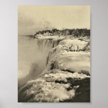 American Fall in winter, Niagara rare Photochrom Print