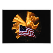 American Flag and Angel Fireworks Custom Invite