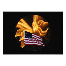 American Flag and Angel Fireworks Invitations