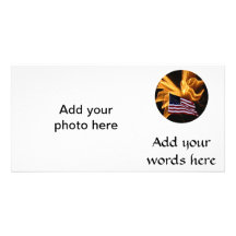 American Flag and Angel Fireworks Custom Photo Card