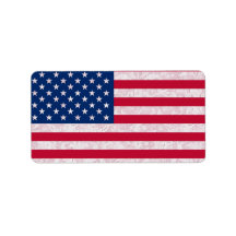American Flag and Damask Custom Address Label