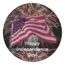 American Flag and Firework Sticker