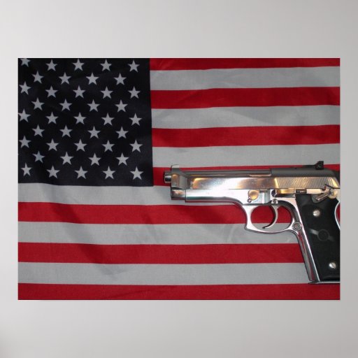 American Flag and Gun Poster