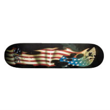 American Flag and Skull Skateboard