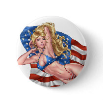 American Flag Bikini Pinup Girl by Al Rio