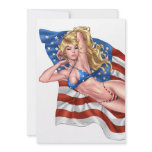 American Flag Bikini Pinup Girl by Al Rio invitations