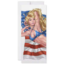 American Flag Bikini Pinup Girl by Al Rio