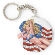 American Flag Bikini Pinup Girl by Al Rio
