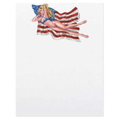 American Flag Bikini Pinup Girl by Al Rio by AlRioArt