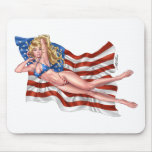 American Flag Bikini Pinup Girl by Al Rio mousepads