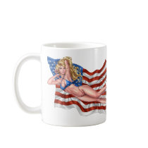 American Flag Bikini Pinup Girl by Al Rio Mugs