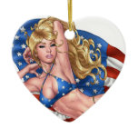 American Flag Bikini Pinup Girl by Al Rio ornaments