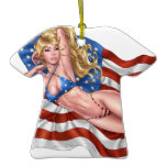 American Flag Bikini Pinup Girl by Al Rio ornaments