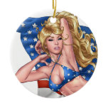 American Flag Bikini Pinup Girl by Al Rio ornaments