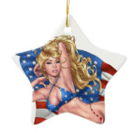 American Flag Bikini Pinup Girl by Al Rio ornaments