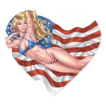 American Flag Bikini Pinup Girl by Al Rio