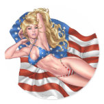 American Flag Bikini Pinup Girl by Al Rio