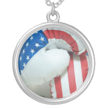 American Flag Boxing Gloves Necklace