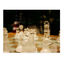 American Flag & Chess Set Post Card