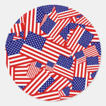 American Flag Collage Round Stickers