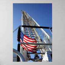 American Flag & Firetruck poster