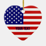 American Flag Heart Shape Christmas Ornament