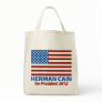 American Flag Herman Cain for President 2012 Tote Bags