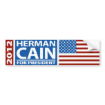 American Flag Herman Cain for President 2012 Bumper Stickers