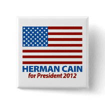American Flag Herman Cain for President 2012 Pin