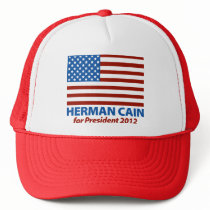 American Flag Herman Cain for President 2012 Hat