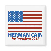 American Flag Herman Cain for President 2012 Fridge Magnet