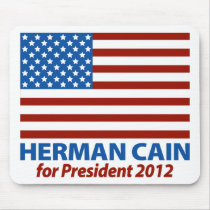 American Flag Herman Cain for President 2012 Mousepads