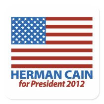 American Flag Herman Cain for President 2012 Stickers