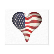 American Flag In A Heart Gallery Wrap Canvas