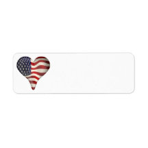 American Flag In A Heart Return Address Label