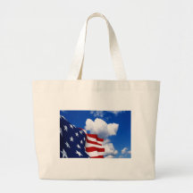 American Flag in blue skies Bags
