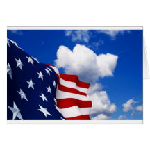 American Flag in blue skies Card
