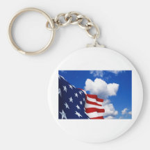 American Flag in blue skies Keychain
