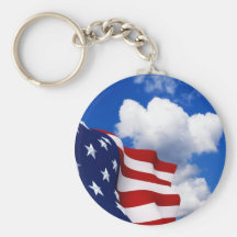 American Flag in blue skies Keychain