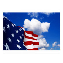 American Flag in blue skies Postcards